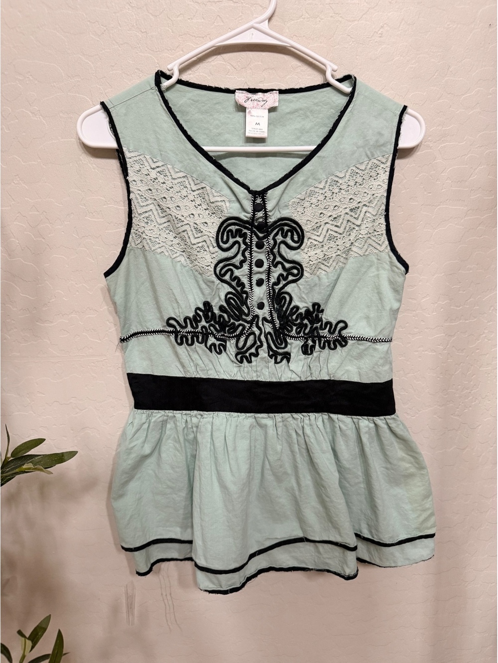 Freeway Embroidered Lace Peplum Top